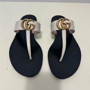 Gucci Leather Thong Sandal with Double G
